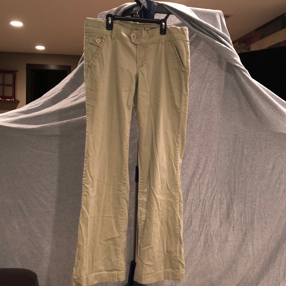 BKE Women's Light Olive Green Straight-Leg Trousers
